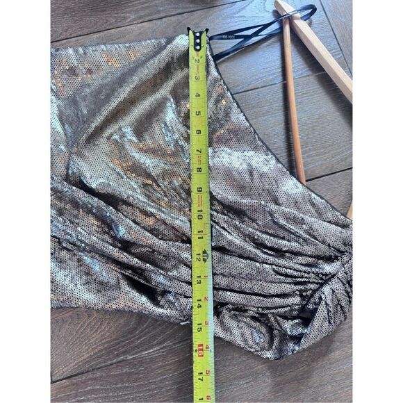 NWT Tadashi Shoji Bronze Sequin One Shoulder Cocktail Dress Size 6 - Picture 11 of 12